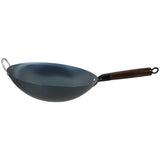 Heavy Duty Round Bottom Iron Wok with Wooden Handle - Stir Fry Pan for Daily Cooking and Kitchen Use V1370-AZ4-14111