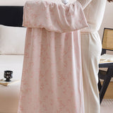 Pink Bamboo Fibre Summer Blanket - Vine Pattern Cooling Throw Blanket 150x200cm Lightweight V888-ELOSUNG54969-1