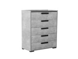 Queen 5 Pcs Bedroom Suite Fabric Upholstery MDF Combination of Black & Cement Colour V43-BDS-COP-5PC