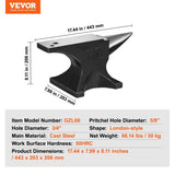 VEVOR Single Horn Anvil, 66Lbs Cast Steel Anvil, High Hardness Rugged Round Horn Anvil Blacksmith, V952-ZTZ66LBLONDON0TMFV0