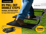Heavy Duty Double Aluminium Caravan Step Anti-Slip RV Entry Step, Stable 2-Tier Camping Step, V1181-AT003-BK