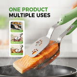 2 PCS Stainless Steel Grill Clamp, Upgrade Cooking Spatula Tongs with Non-Slip Grip, Heavy Duty V1258-DP02-F-46