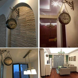 Retro Double Sided Wall Wrought Iron Two Faces Antique Wall Hanging Non-Ticking V1192-AZ-W-10514