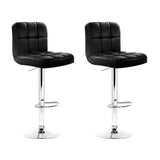 Artiss 2x Bar Stools Leather Gas Lift Black BA-TW-NEW1055-BKX2