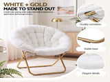 Artiss Cozy Saucer Chair Soft Faux Fur Folding Accent Chair for Bedroom White XFBS-AR-SAU-WH