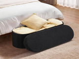 Oval Storage Ottoman Bench, Foldable Teddy Fleece End of Bed Bench, Folding Upholstered Bed Ottoman V952-BYWSZYKZDK406PEG4001V0