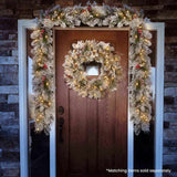 Christabelle 61cm Snowy Christmas Wreath Bedford with LED Lights Front Door Decoration Ornament 112_NATSB61W