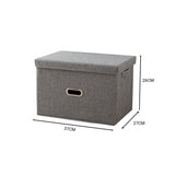 SOGA 2X Grey Medium Foldable Canvas Storage Box Cube Clothes Basket Organiser Home Decorative Box SBOX002X2
