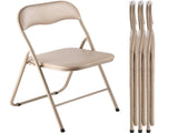 4 Pack Folding Chairs, Foldable Leather Chairs with Heavy Duty Metal Frame & Padded Cushion, V952-JSZDYPGJS4BZLL6UP001V0