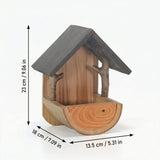 Wooden Bird Feeder Wall Mounted Creative Outdoor Ornament Large Capacity Weather Resistant Natural V1366-AZ2-W-16073
