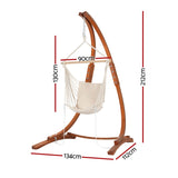 Gardeon Hammock Chair Timber Outdoor Furniture Camping with Stand White HM-TIM-CHAIR-STAN-CREAM