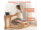 Ergonomic Kneeling Chair, Wooden Posture Knee Chair with Adjustable Thick Foam Cushions & Solid Wood V952-JYKGYHSBDLWKIM5W8001V0