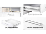 Artiss 2 X Bedside Table 2 Drawers with Shelf - TARA White FURNI-SIDE-SHELF-WHX2