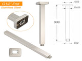 Brushed Nickel Square 12" Rain Shower Head 300mm Brass Ceiling Dropper Arm Set V1233-A502300NKSS112N