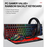 T-Wolf TF800 RGB 4-pcs Gaming Keyboard/Mouse/Headphone/Mouse Pad Kit Set V28-ELETEQTF800