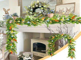 Easter Garland, 6.5Ft Artificial Easter Garland, for Mantle with Eggs Carrots, Artificial Floral V1192-AZ-W-29499