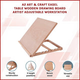 A2 Art & Craft Easel Table Wooden Drawing Board Artist Adjustable WorkStation V63-929931