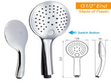 Chrome Double Square 8" Shower Head Set 3 Function Handheld Rail Diverter Arm V1233-C4902B22HR003M4CKSR108