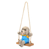 Swing Animal Hanging Teddy Dog Cartoon Garden Decoration Pendant Style Resin Statue CraftsGray V1294-YM0901-3111210157612