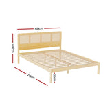 Artiss Bed Frame Queen Size Rattan Wooden RITA WBED-RITA-Q-WD-AB