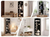 Artiss Corner Bookshelf 6-Tier Shelving with Coat Rack Black FUR-AE-DS-COR-BK