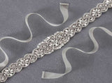 Bridal Belt Hand Rhinestone Wedding Belt Clear Crystal 55cm Long White Organza Ribbon for Wedding V1188-NK-BOL-276