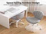 Artiss Ergonomic Office Chair Armless Height Adjustable Computer Desk Chair Fabric Light Grey OCHAIR-M-2589-LG