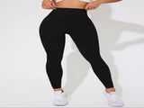Seamless High Waisted Yoga Leggings 2 PCS Solid Black and Sand Washed Blue Size XL Moisture Wicking V888-ELOSUNG44838