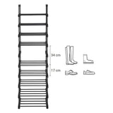 SONGMICS 10-Tier Metal Shoe Rack Customizable Design Black V227-8498402110990