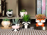 6 Pieces Cute Animal Succulenter Pot with Drainage Hole, Cartoon Cow Elephant Ceramic Flower V1366-AZ2-W-20030