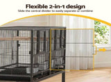 i.Pet 106cm 2-in-1 Bird Cage Aviary with Divider Parrot Budgie Wheels Black PET-BIRDCAGE-H106-BK