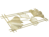Gold Metal Wall Decor Golden Leaf Wall Hanging Decor Art Sculpture with Frame for Living Room Office V1294-YM0714-3115210287611