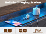 Artiss Queen Bed Frame with LED Lights and Storage Headboard Charging Station BFRAME-J-MEL-Q-BK-AB
