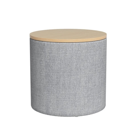 Artiss Storage Ottoman Blanket Box 40cm Linen Round Grey OTM-ROUND-01-L40-GY