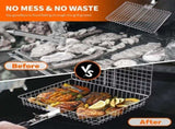 2PCS Folding Grill Baskets, Stainless Steel Grill Baskets with Detachable Wooden Handle, V1369-AZ3-W-08808