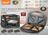 RAF R.214 Multi-functional Breakfast Maker 750W Double Sided Grill, 3 Interchangeable Plates for V1188-MS-710-105