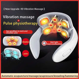 White Portable Electric Neck Massager Intelligent Pulse Therapy with Heat and 4 Massage Heads V888-ELOSUNG13449