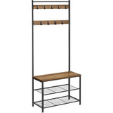 VASAGLE Coat Stand with Shoe Racks Walnut Brown/Black V227-9101101000141