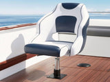 Seamanship Captain Bucket Boat Seats Flip Up Bolster Swivel 15cm Padding with Adjustable Pedestals BS-B-HELM-WB-60-3446X1