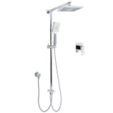 WELS Square Plastic Shower 8" Rainfall Head 3 Mode Handheld Sliding Rail Wall Arm With Mixer V1233-HS002M4CSC842SS0801KSQ201CR