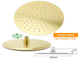 PVD Brushed Gold 10" Shower Rain Head 355mm Straight Wall Mount Arm Bathroom Set V1233-A201GKSR110G