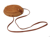 Handwoven Round Rattan Bag Tropical Beach Style Woven Shoulder Rattan Bag with Leather Strap 20cm V1294-YM0706-3117230158012