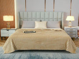 200*230cm Light tan Solid Colour Flannel Throw Blanket - Thick Double-Sided Fleece with Ribbed V888-ELOSUNG50715