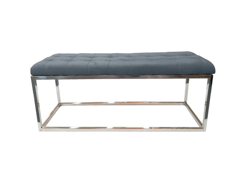 Holly Ottoman Silver Base - Dark Grey Seat V292-OTT-HOLLY-SILVERBASE-GREYSEAT