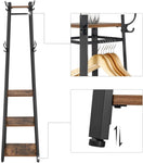 Coat Rack with 3 Shelves with Hooks Rustic Brown and Black V178-11697