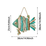 Wooden Fish Wall Hanging,14.96in Rustic Coastal Driftwood Decor with Warm LED Light,Handmade V1369-AZ3-W-14652