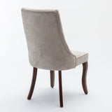 2x Fabric Channel Tufted Dining Chairs with Curved Wood Legs -Beige V226-SW1847BG