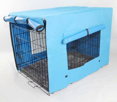 YES4PETS 30' Portable Foldable Dog Cat Rabbit Collapsible Crate Pet Cage with Blue Cover Mat V278-CR30WCOVER-BLUE-MAT