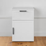 PORTO BEDSIDE TABLE - WHITE - HAMPTONS - OVAL BLACK V164-ECS13WHB05B