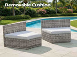 Gardeon 2 PCS Outdoor Sofa Set Rattan Modular Chair Garden Patio Furniture Grey ODF-SOFA-RCHAIRX2-GE